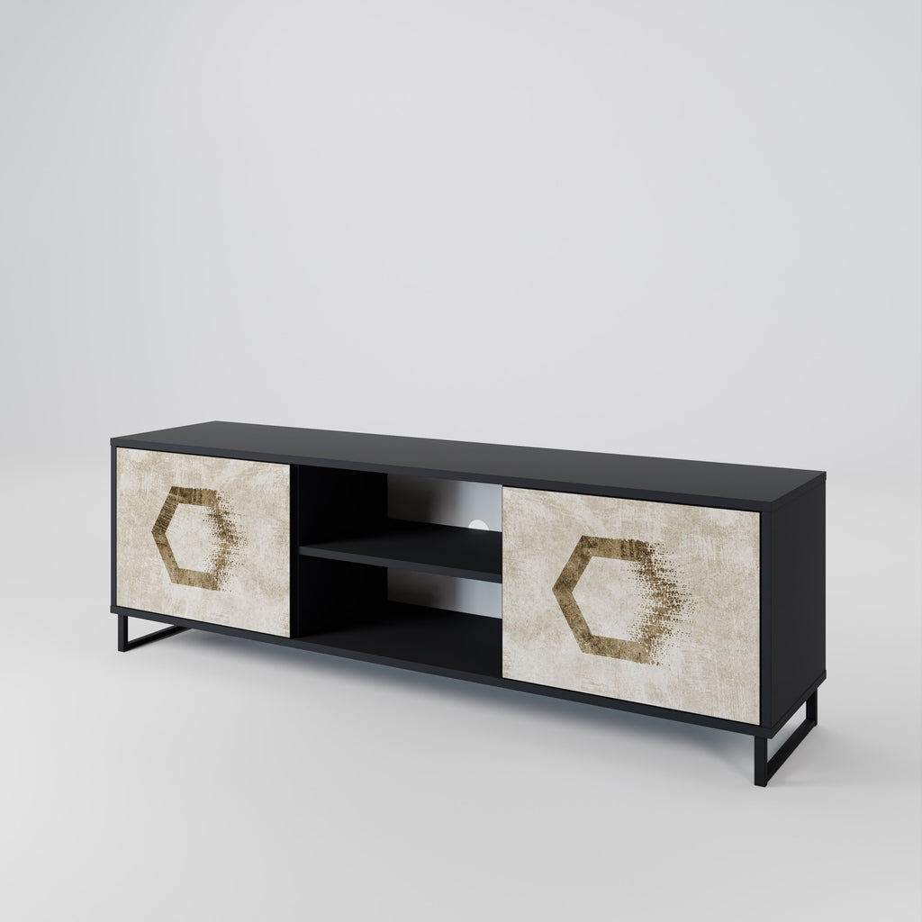 HEXAGONAL SHAPES 2-dörrars TV-bänk i svart finish
