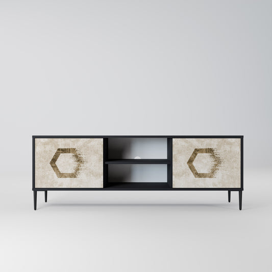 HEXAGONAL SHAPES 2-dörrars TV-bänk i svart finish
