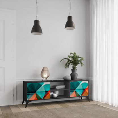 CIRCULAR RHAPSODY 2-Door TV Stand in Black Finish