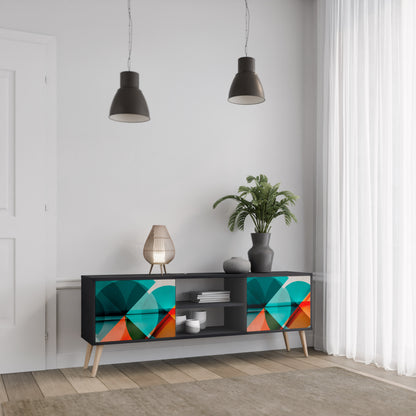 CIRCULAR RHAPSODY 2-Door TV Stand in Black Finish