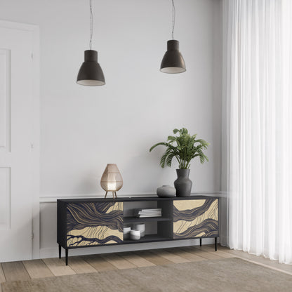 UNIFIED FRAGMENTS 2-Door TV Stand in Black Finish