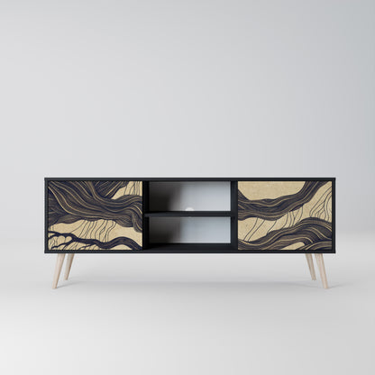 UNIFIED FRAGMENTS 2-Door TV Stand in Black Finish