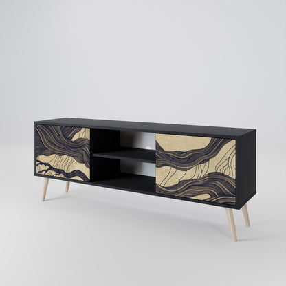 UNIFIED FRAGMENTS 2-Door TV Stand in Black Finish