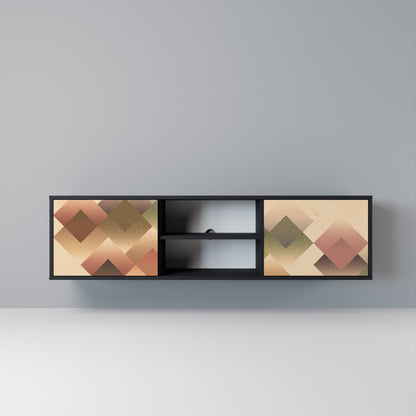 GEOMETRIC FUSION 2-Door TV Stand in Black Finish