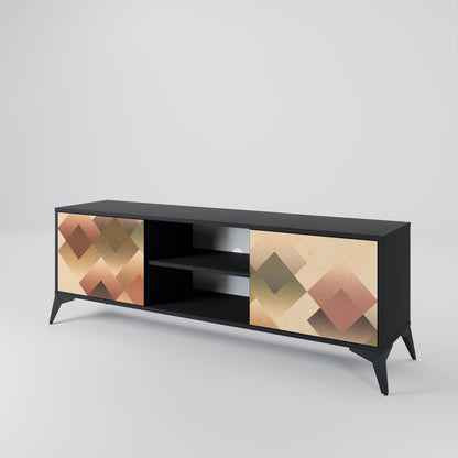 GEOMETRIC FUSION 2-Door TV Stand in Black Finish