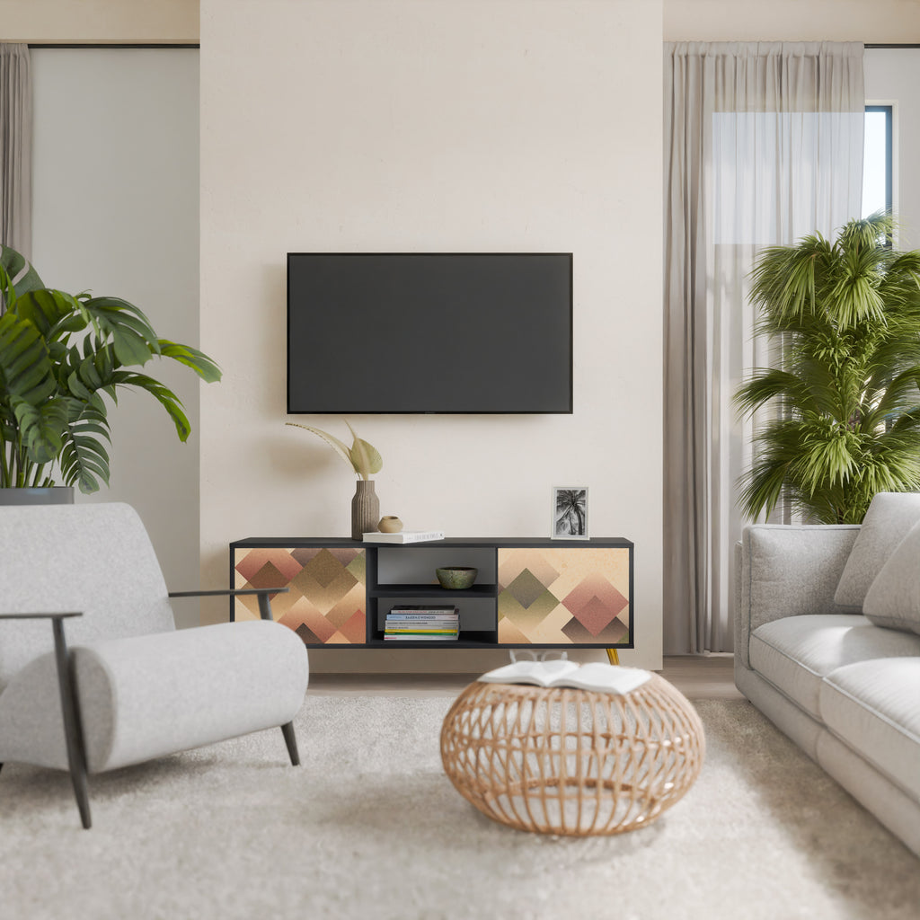 GEOMETRIC FUSION 2-dörrars TV-bänk i svart finish