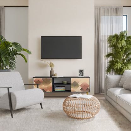 GEOMETRIC FUSION 2-Door TV Stand in Black Finish