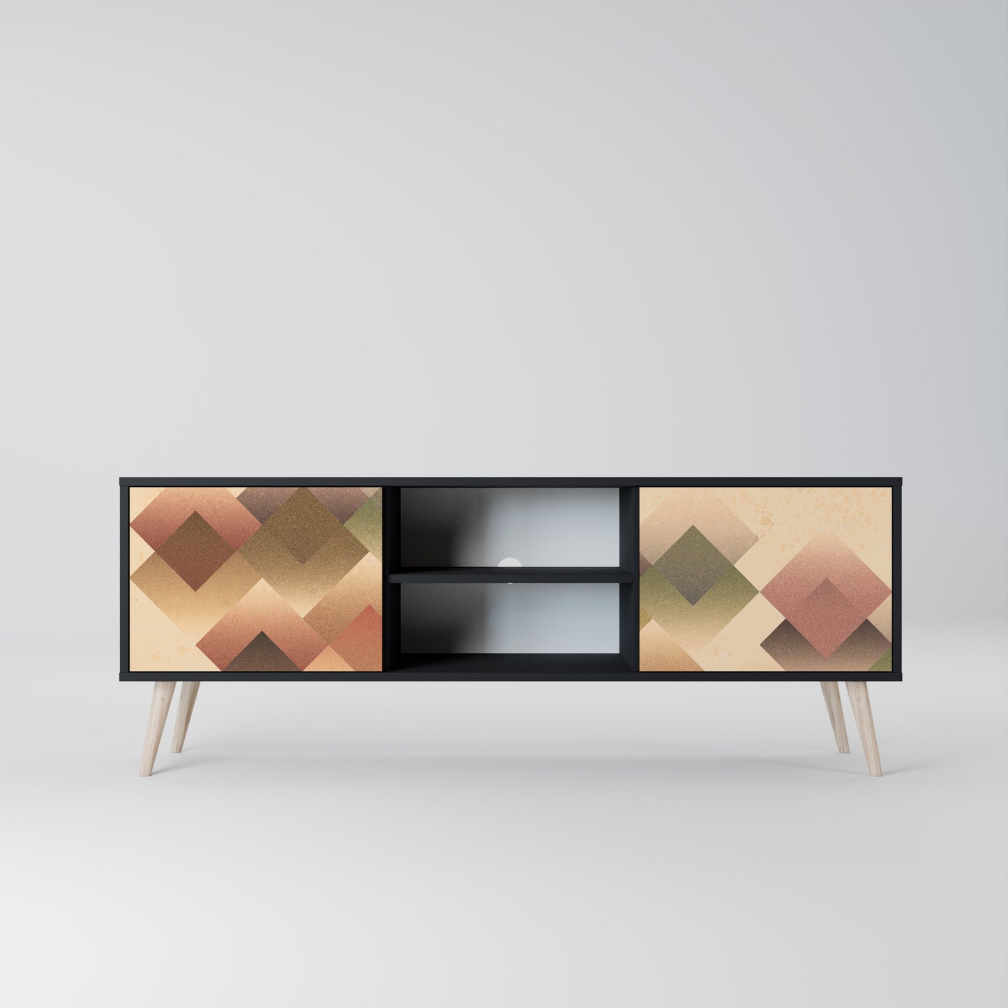 GEOMETRIC FUSION 2-Door TV Stand in Black Finish