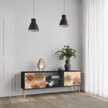 GEOMETRIC FUSION 2-Door TV Stand in Black Finish