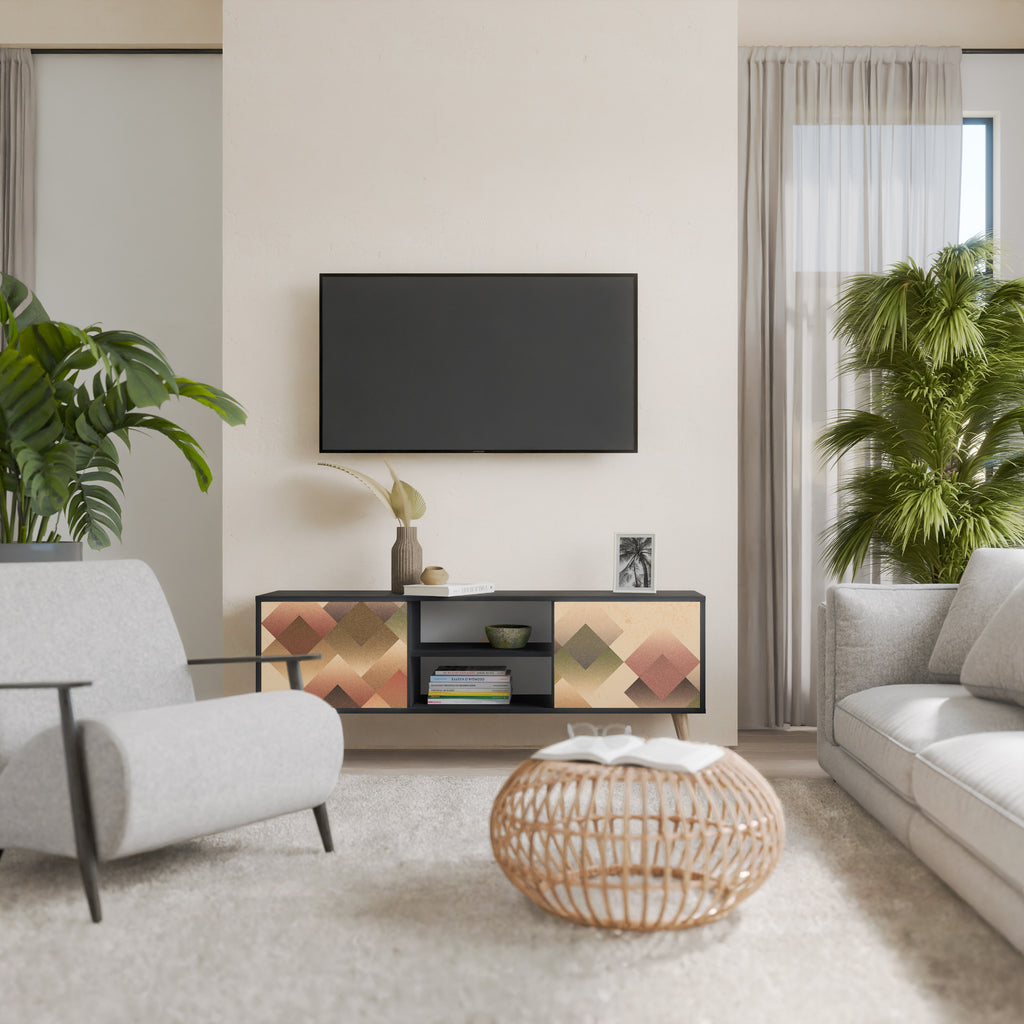 GEOMETRIC FUSION 2-dörrars TV-bänk i svart finish