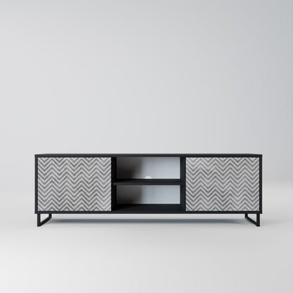 CONCRETE ZIG ZAG 2-Door TV Stand in Black Finish