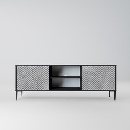 CONCRETE ZIG ZAG 2-Door TV Stand in Black Finish