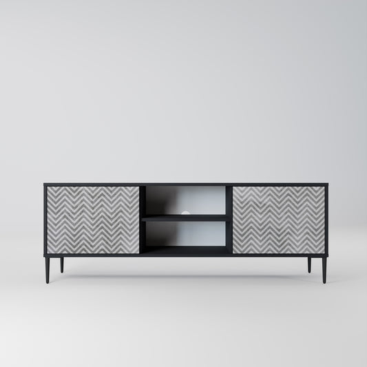 CONCRETE ZIG ZAG 2-dörrars TV-bänk i svart finish