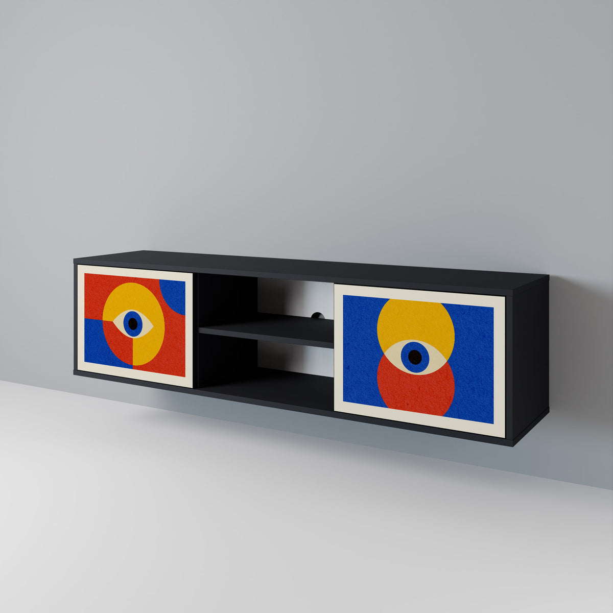 GEOMETRIC EYES TV-bänk med två dörrar