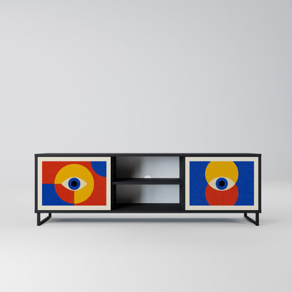 GEOMETRIC EYES 2-Door TV Stand in Black Finish