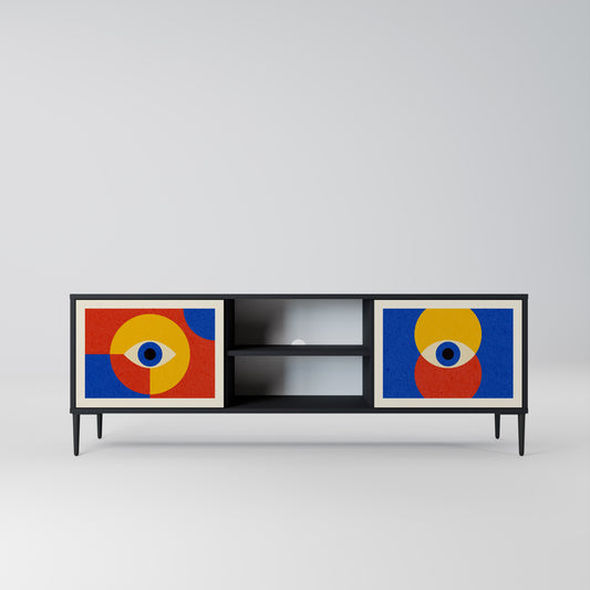 GEOMETRIC EYES 2-dörrars TV-bänk i svart finish
