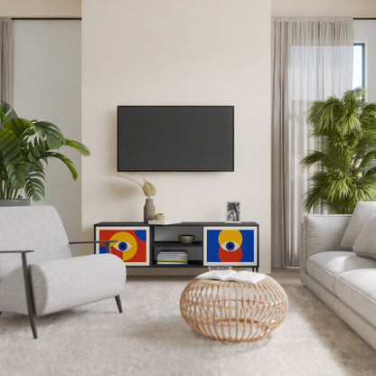 GEOMETRIC EYES 2-Door TV Stand in Black Finish
