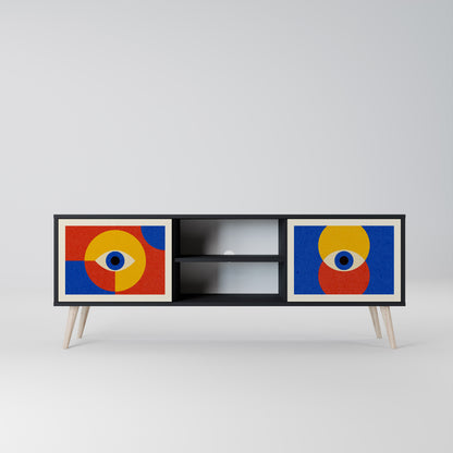 GEOMETRIC EYES 2-Door TV Stand in Black Finish