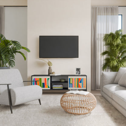 GEOMETRIC SHINE 2-dörrars TV-bänk i svart finish