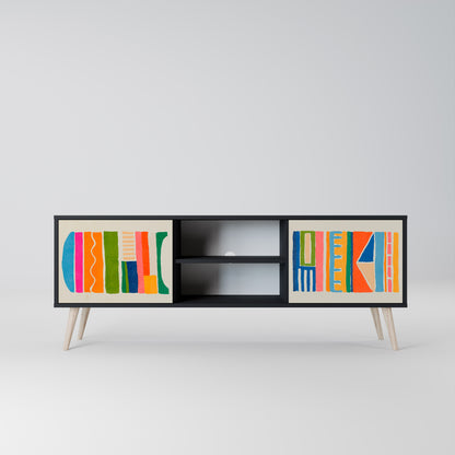 GEOMETRIC SHINE 2-dörrars TV-bänk i svart finish