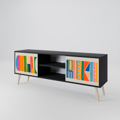 GEOMETRIC SHINE 2-dörrars TV-bänk i svart finish