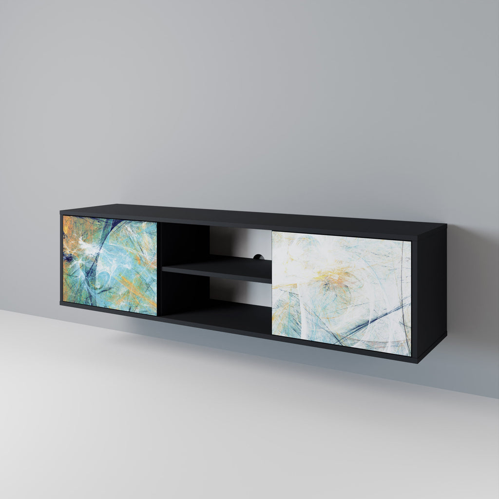 ABSTRACT TOUGHTS 2-dörrars TV-bänk i svart finish