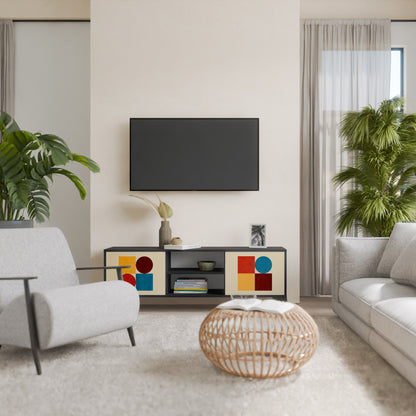 GEOMETRIC PUZZLE 2-Door TV Stand in Black Finish