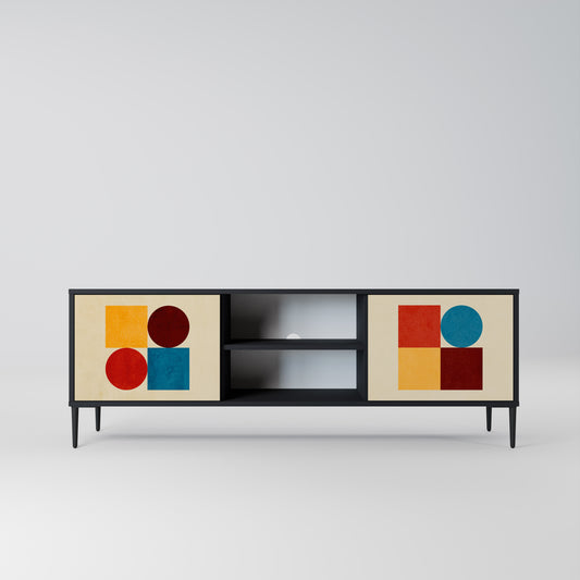 GEOMETRIC PUZZLE 2-dörrars TV-bänk i svart finish