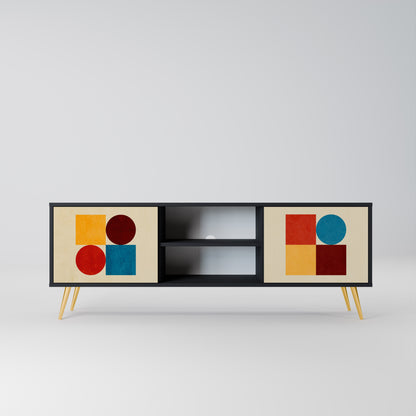 GEOMETRIC PUZZLE 2-Door TV Stand in Black Finish
