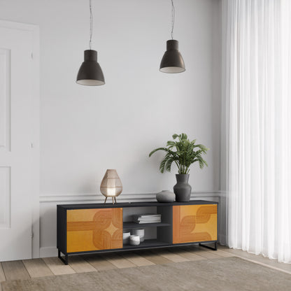 STRENGTHENING RELATION 2-Door TV Stand in Black Finish