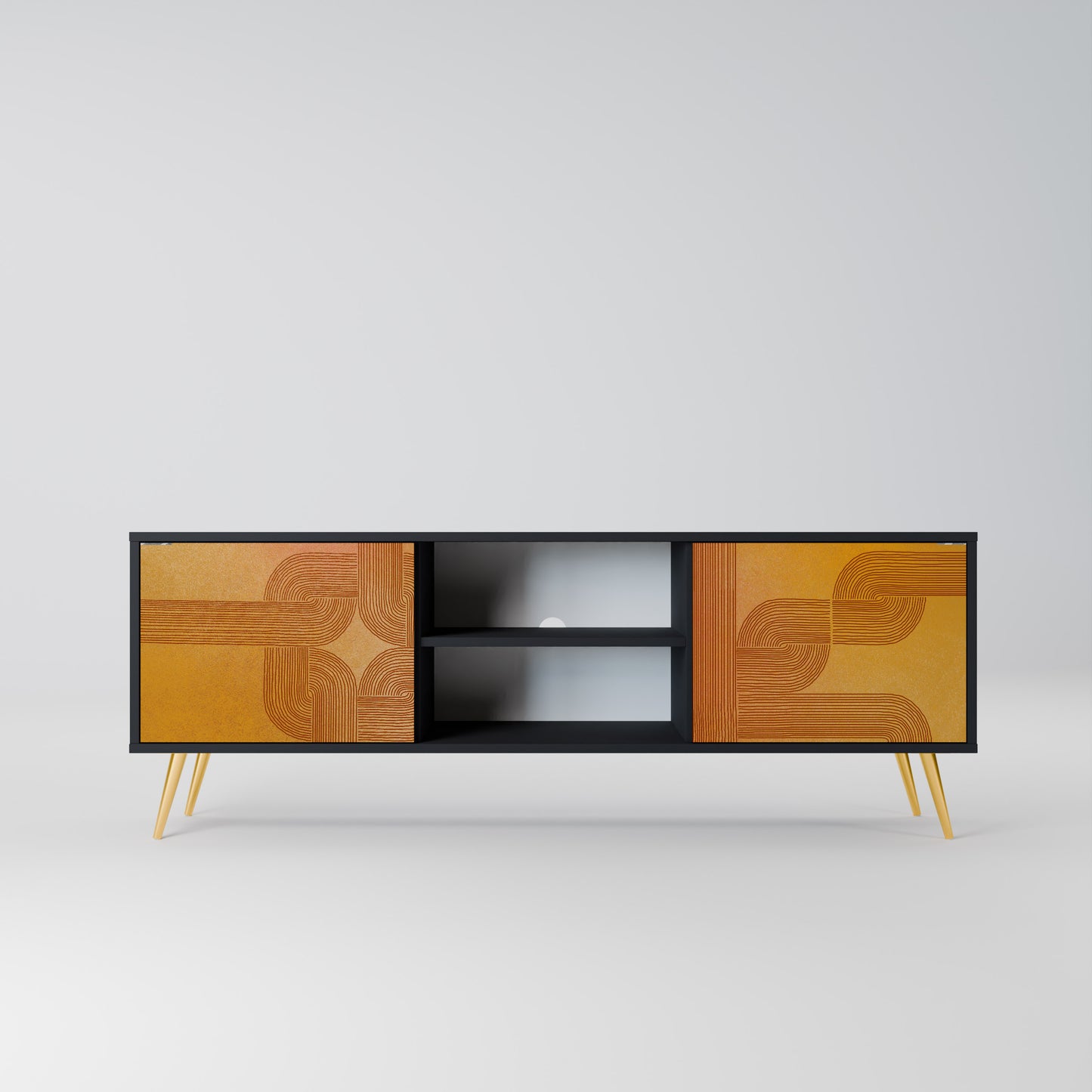 STRENGTHENING RELATION 2-Door TV Stand in Black Finish