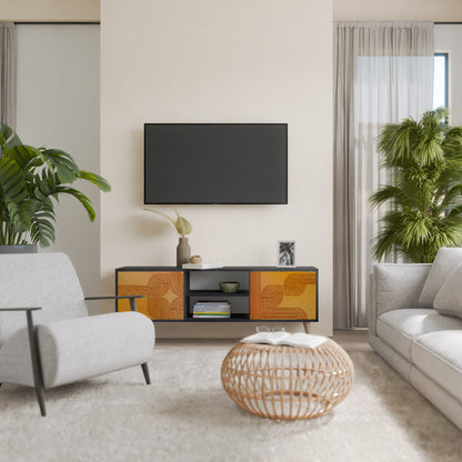 STRENGTHENING RELATION 2-Door TV Stand in Black Finish