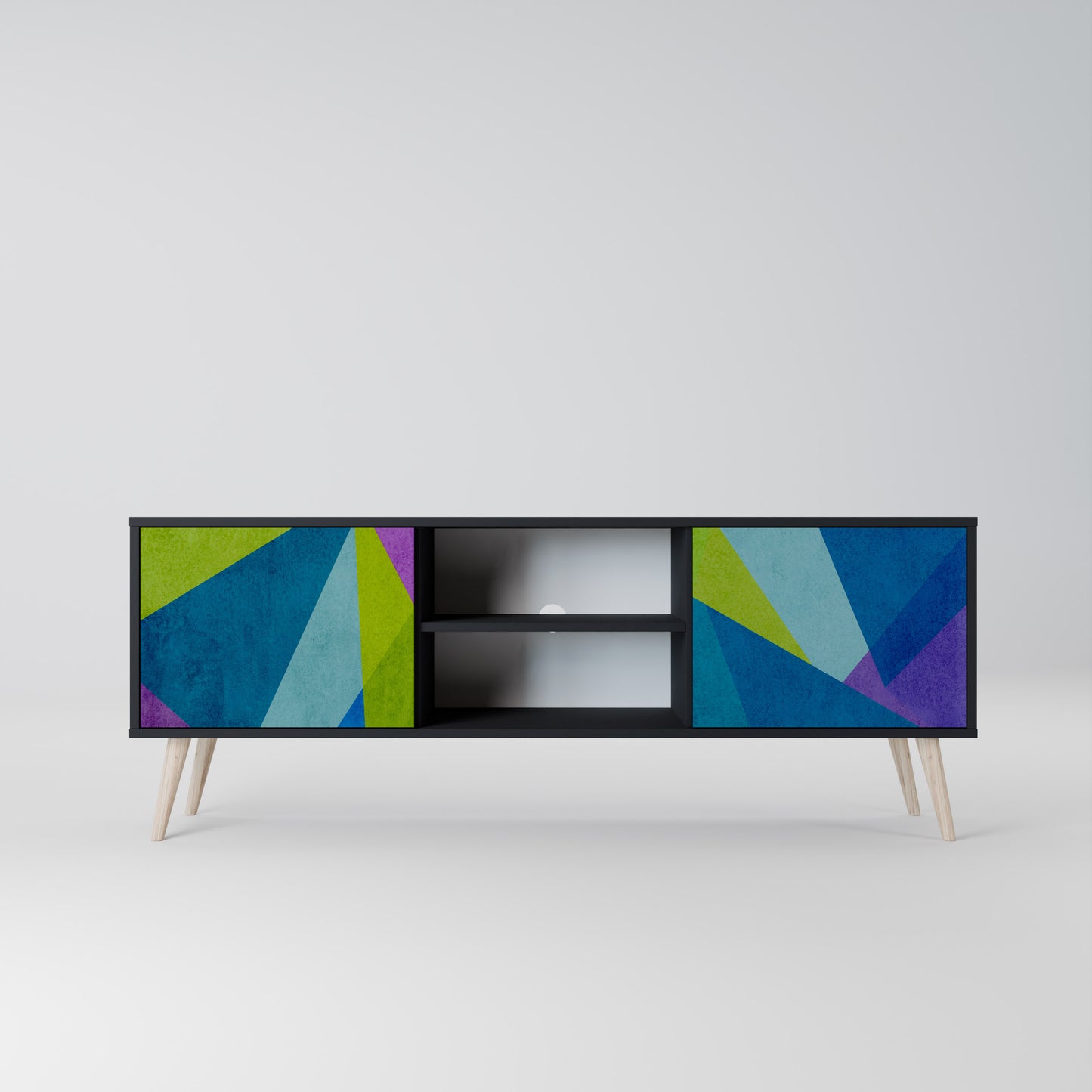 COLD SHOWCASE 2-Door TV Stand in Black Finish