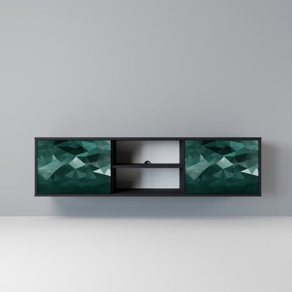 POLYGONAL FLOATING 2-Door TV Stand in Black Finish