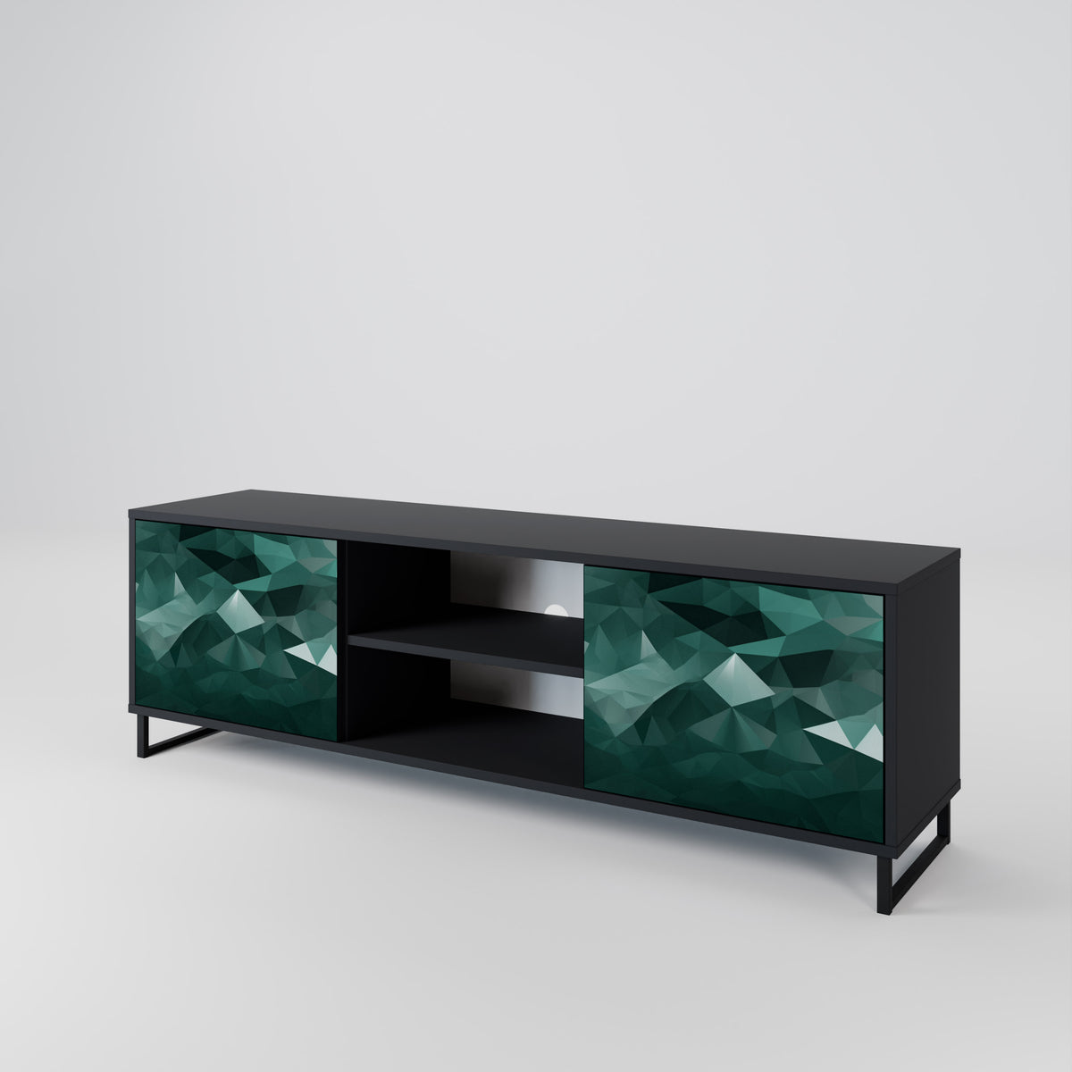 POLYGONAL FLOATING TV-bänk med två dörrar