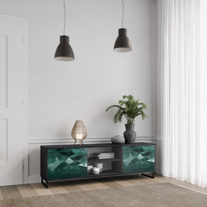 POLYGONAL FLOATING 2-Door TV Stand in Black Finish