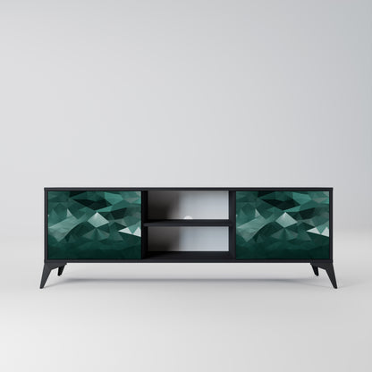 POLYGONAL FLOATING 2-Door TV Stand in Black Finish