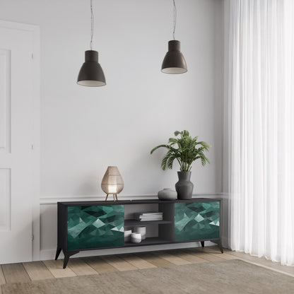 POLYGONAL FLOATING 2-Door TV Stand in Black Finish