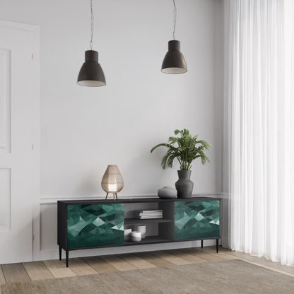 POLYGONAL FLOATING 2-Door TV Stand in Black Finish
