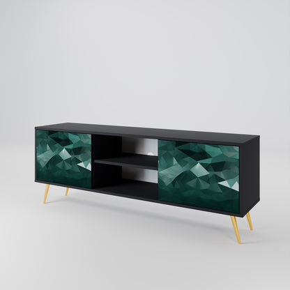 POLYGONAL FLOATING 2-Door TV Stand in Black Finish
