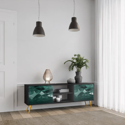 POLYGONAL FLOATING 2-Door TV Stand in Black Finish