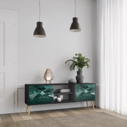 POLYGONAL FLOATING 2-Door TV Stand in Black Finish
