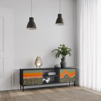 SIMPLE SOLUTIONS 2-Door TV Stand in Black Finish