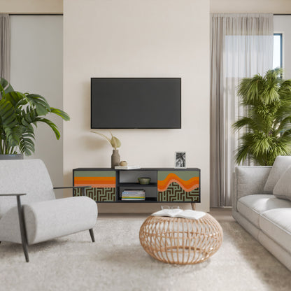 SIMPLE SOLUTIONS 2-Door TV Stand in Black Finish