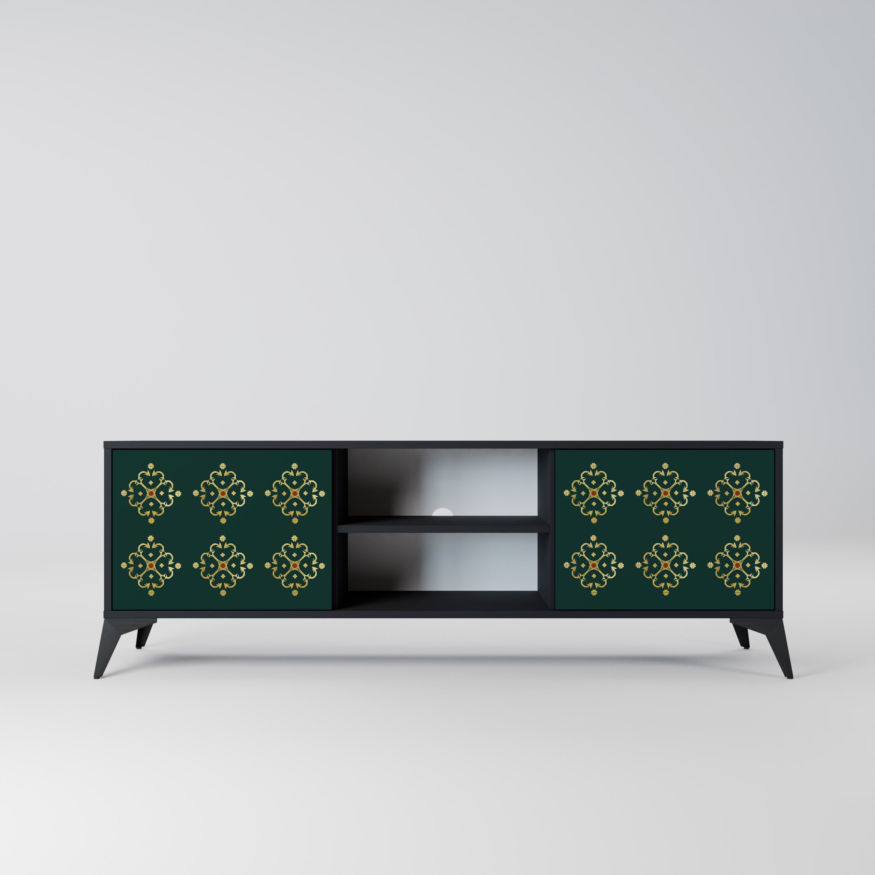 ROYAL MEDALLION 2-dörrars TV-bänk i svart finish