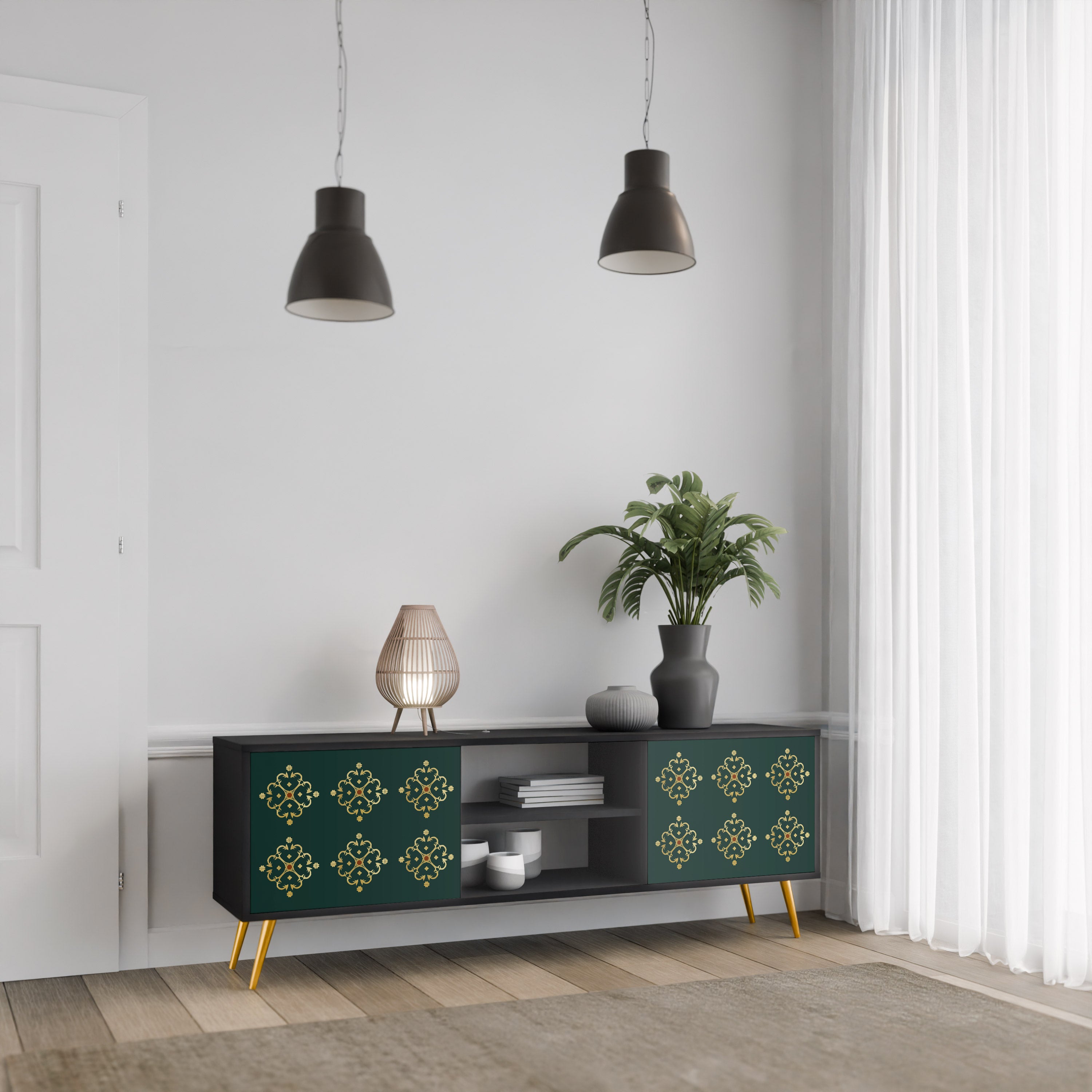 ROYAL MEDALLION 2-dörrars TV-bänk i svart finish