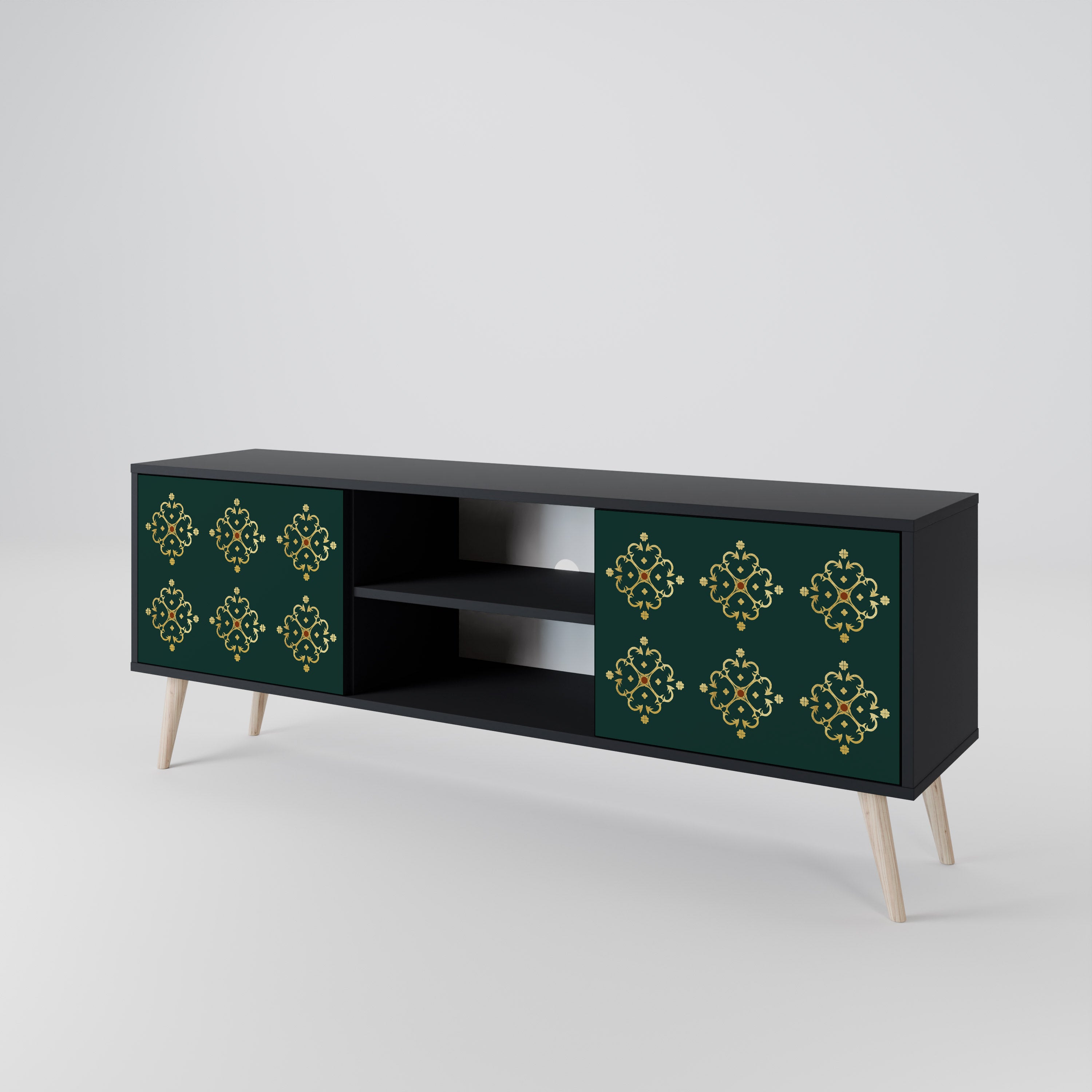 ROYAL MEDALLION 2-dörrars TV-bänk i svart finish