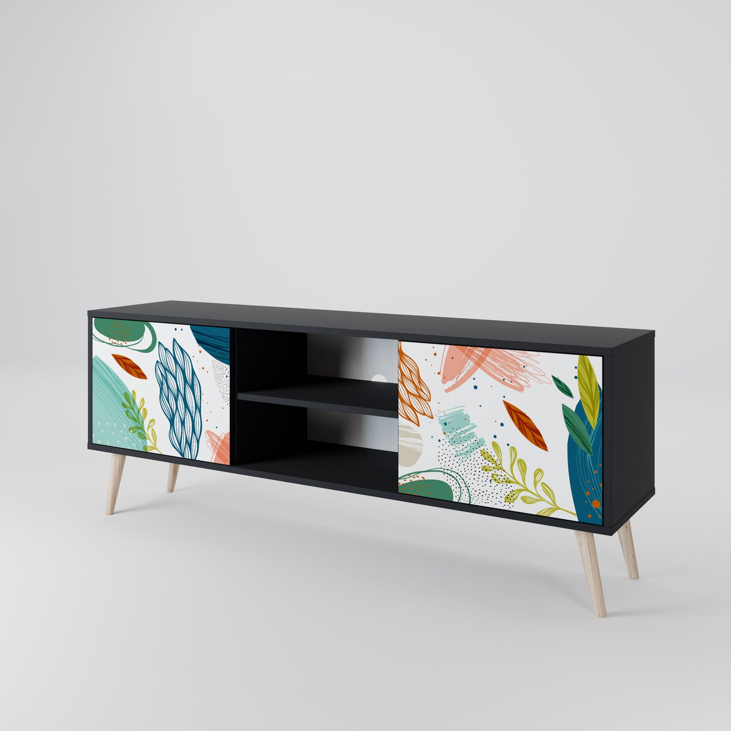 BOTANICAL HURRICANE 2-dörrars TV-bänk i svart finish