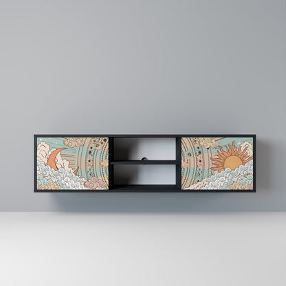 MYSTICAL STRUCTURE 2-Door TV Stand in Black Finish