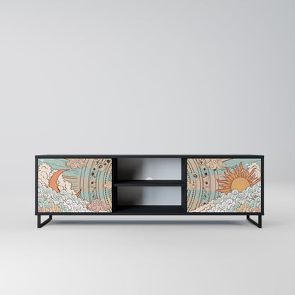 MYSTICAL STRUCTURE 2-Door TV Stand in Black Finish